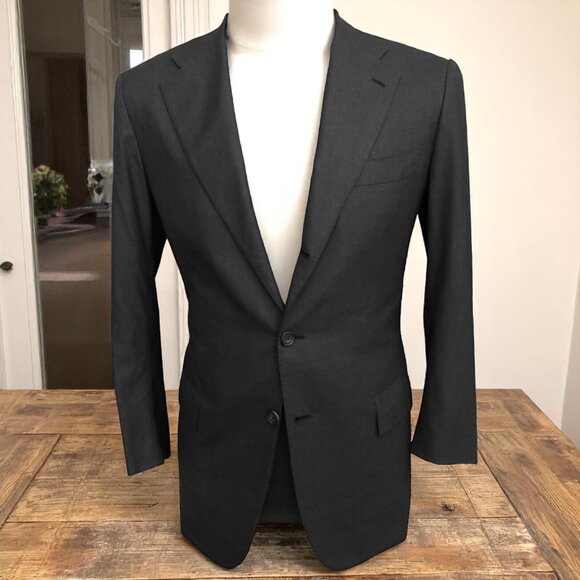 $9800 Italy Current Kiton Blazer - Super 180's - 14 Micron - Charcoal Gray 41 7R - Picture 1 of 16